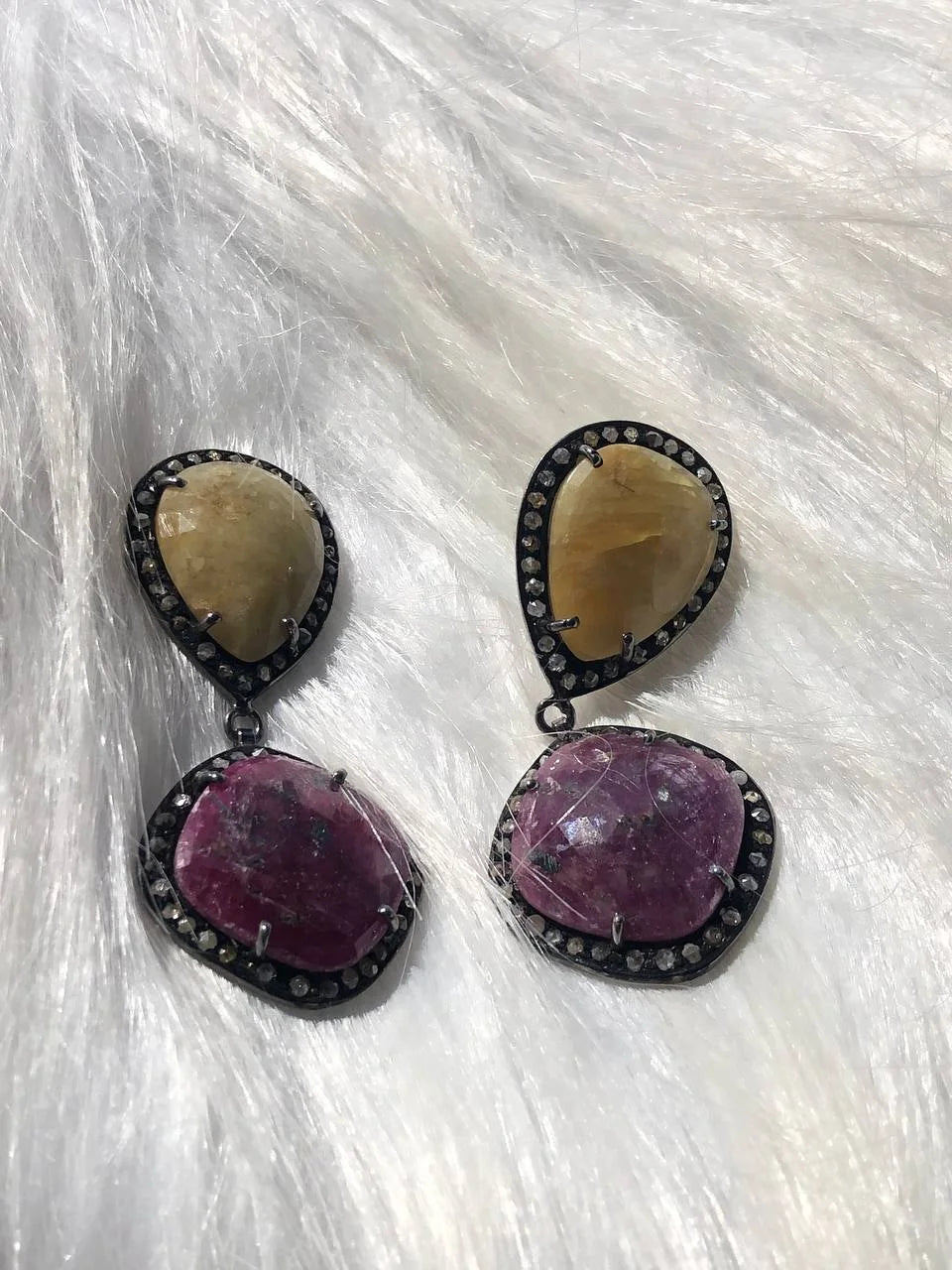 Unique Gemstone Dangle Earring