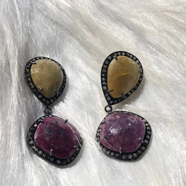 Unique Gemstone Dangle Earring
