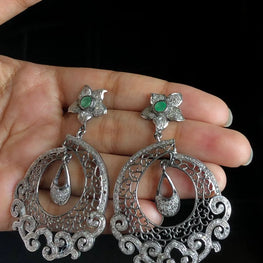 Exquisite Chandbali Earrings: 925 Sterling Silver, Perfect Wedding Gift for Her