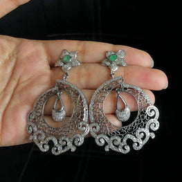 Exquisite Chandbali Earrings: 925 Sterling Silver, Perfect Wedding Gift for Her