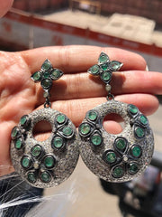 Emerald Delicate Silver Earrings