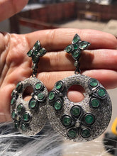 Emerald Delicate Silver Earrings