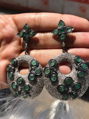 Emerald Delicate Silver Earrings