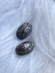 Oval Shape Vintage Silver Beads