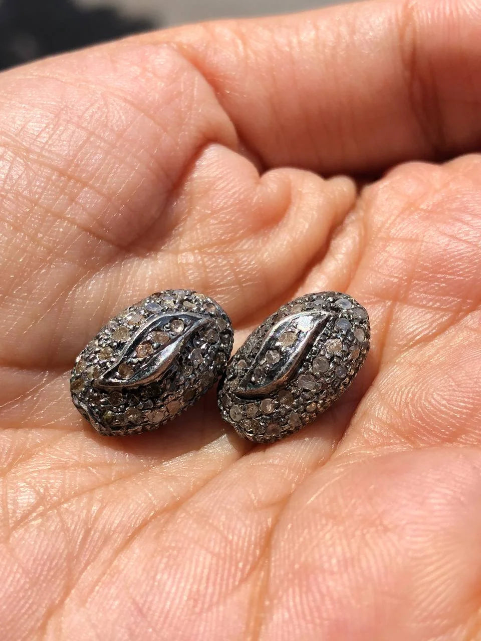 Oval Shape Vintage Silver Beads