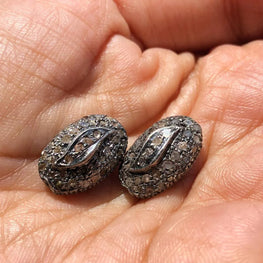 Oval Shape Vintage Silver Beads