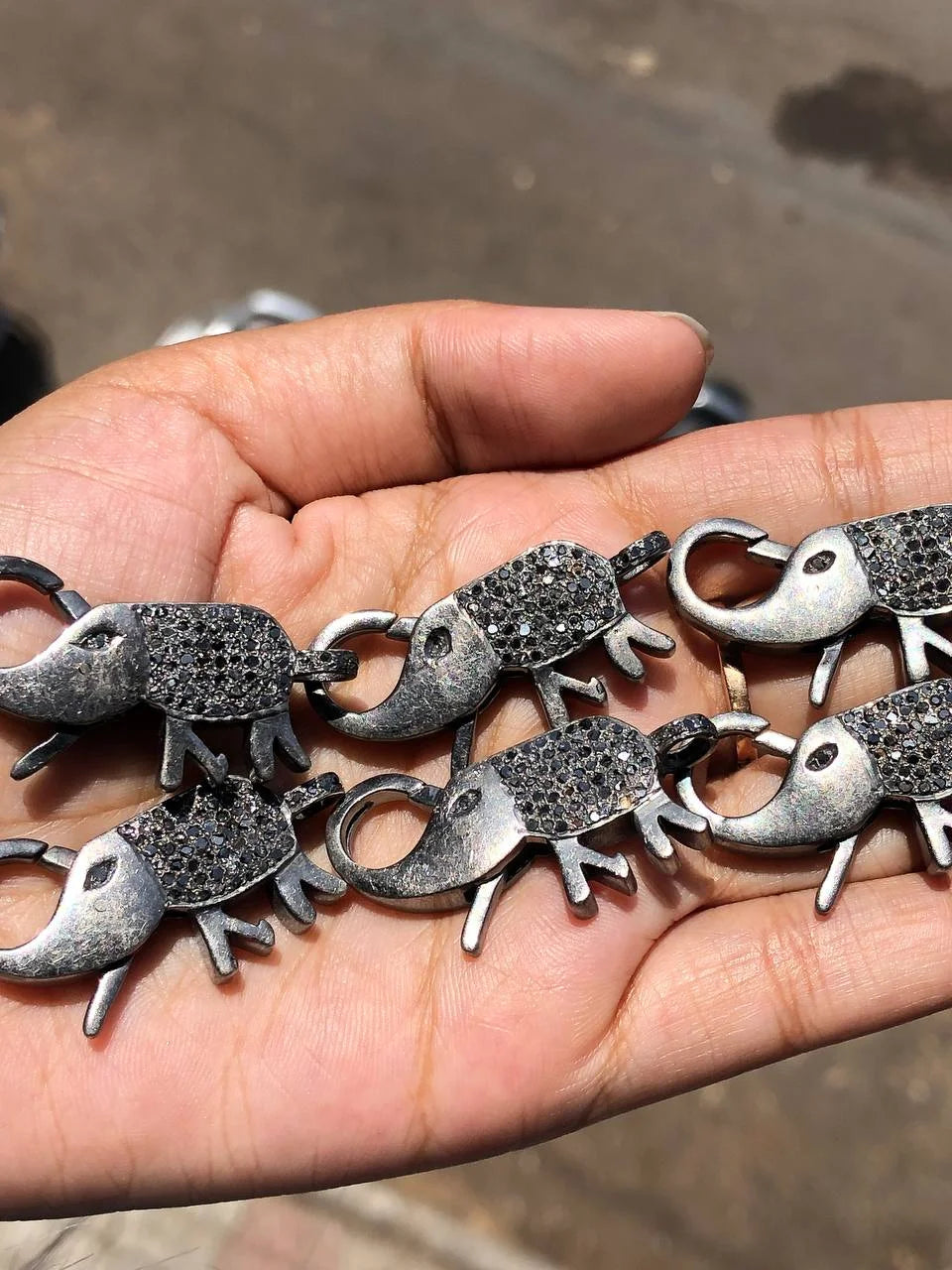 Elephant Shape Keychain Natural Diamond