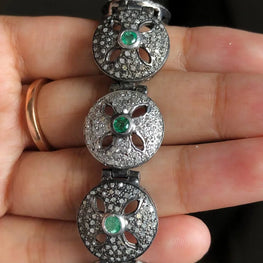 Round Emerald Delicated Silver Bracelet