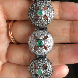 Round Emerald Delicated Silver Bracelet