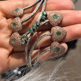 Round Cut Emerald Gemstone Vintage Style Bracelet 925 Sterling Silver Unique Bracelet For Gift