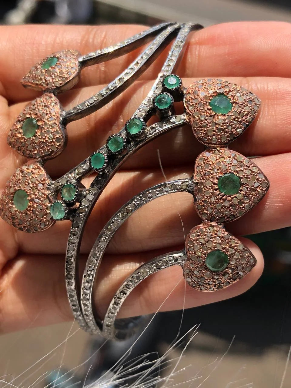 Round Cut Emerald Gemstone Vintage Style Bracelet 925 Sterling Silver Unique Bracelet For Gift