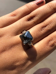 Emerald Cut Sterling Silver Ring