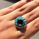 Stunning Black Moissanite Halo Style Ring 925 Sterling Silver Wedding Proposal Ring