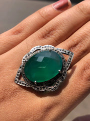 Emerald Green Oval Cut Boho Ring