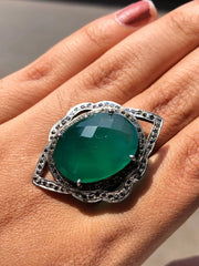 Emerald Green Oval Cut Boho Ring