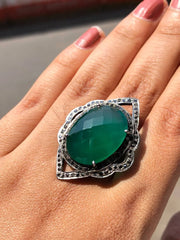 Emerald Green Oval Cut Boho Ring