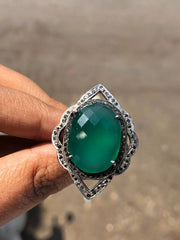 Emerald Green Oval Cut Boho Ring