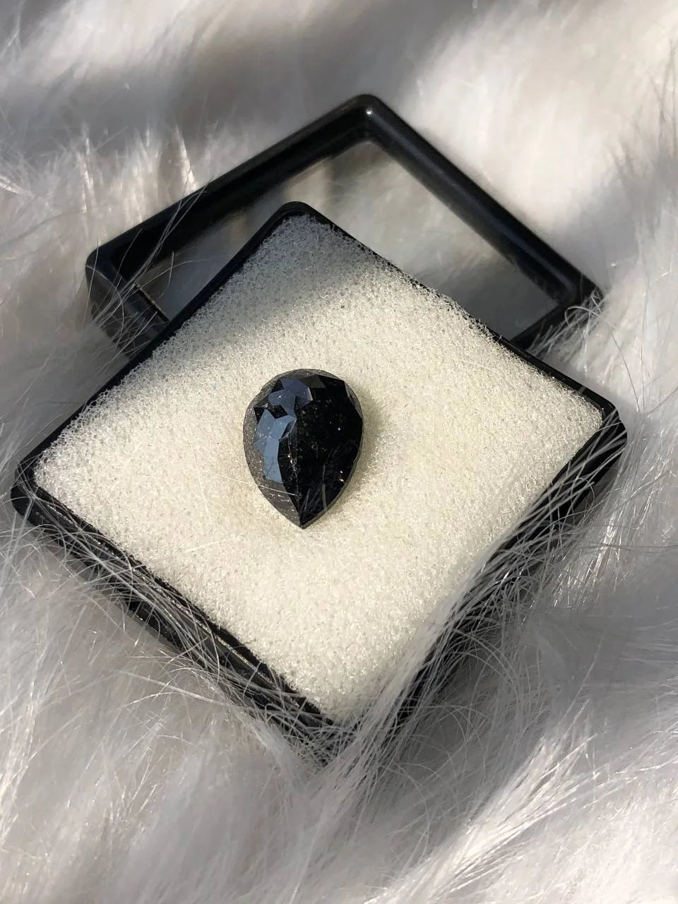 Natural Pear Cut Black Diamond For Ring