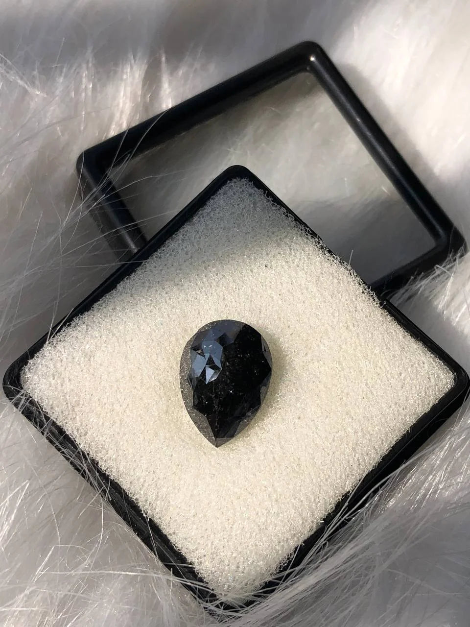 Natural Pear Cut Black Diamond For Ring