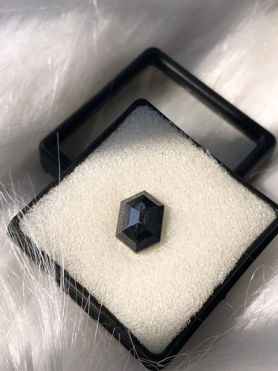 Hexagon Cut Black Fancy Natural Diamond