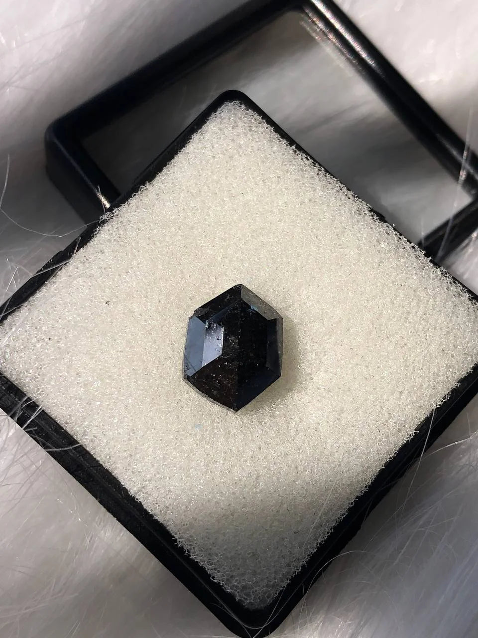 4.87Ct Hexagon Cut Black Natural Diamond