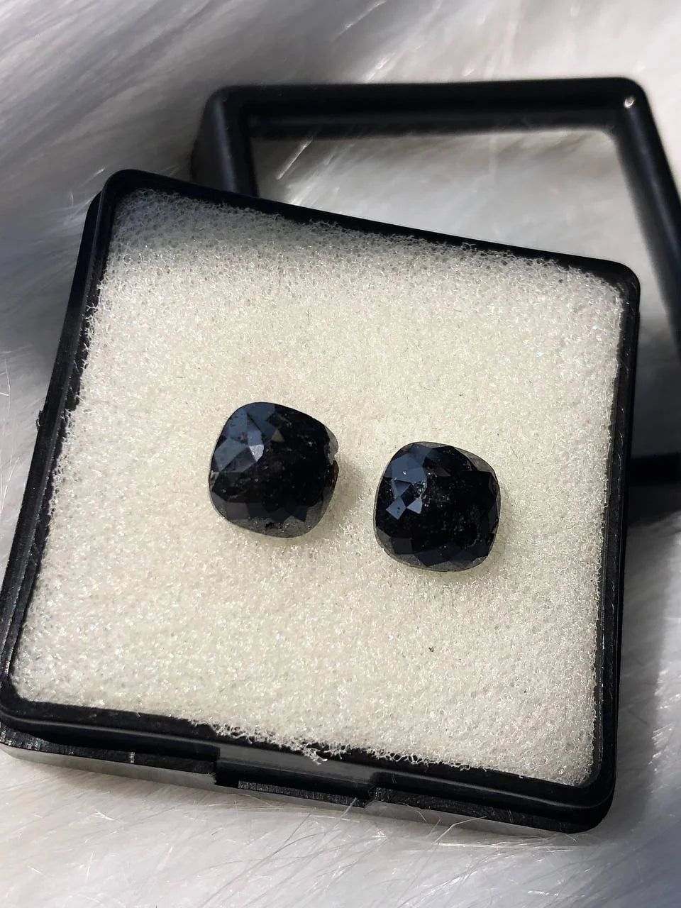 Cushion Cut Black Loose Diamond Matching Pair