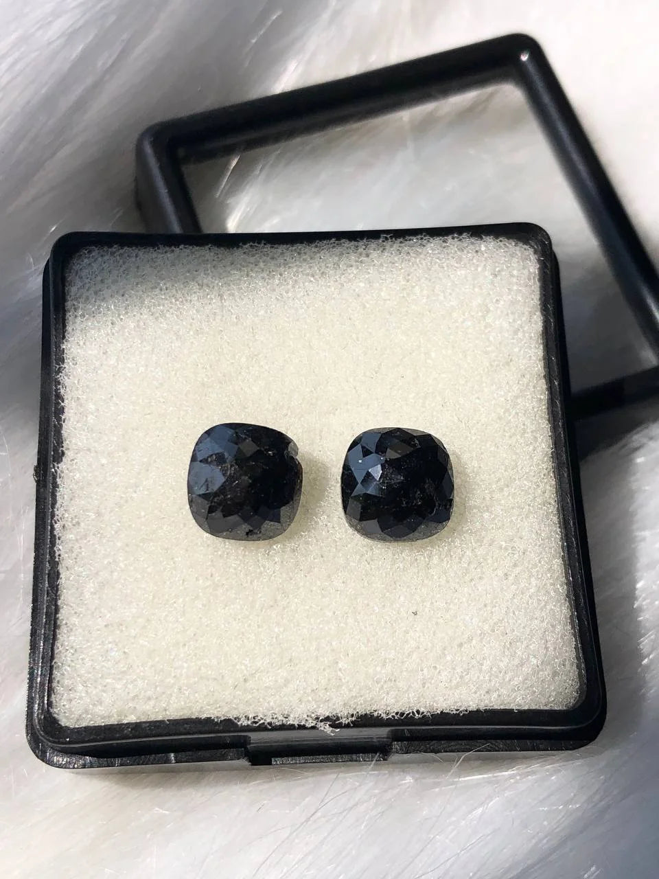 Cushion Cut Black Loose Diamond Matching Pair