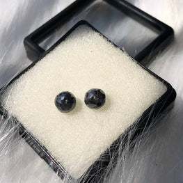 Round Cut Black Natural Diamond Pair